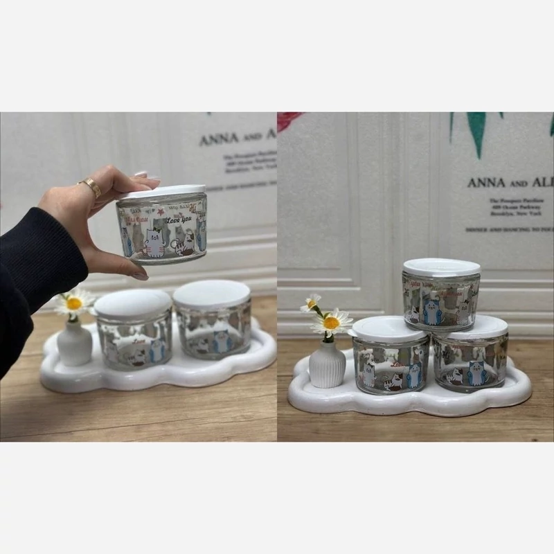 پیاله کوچک عروسکی درب دار سه عددی