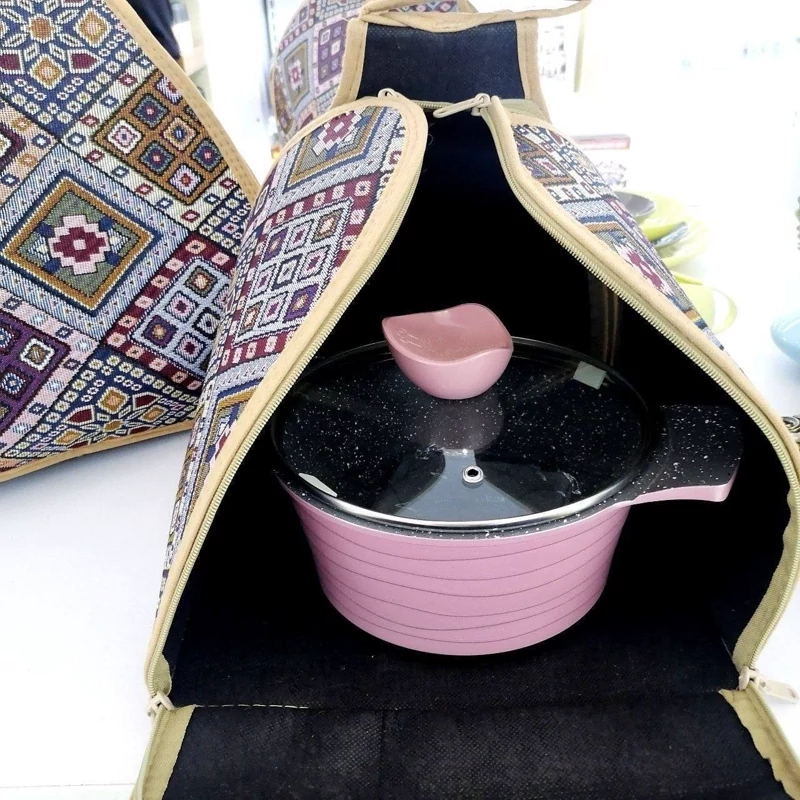 کیف قابلمه جاجیم سه عددی ارسال رنگ به صورت رندوم