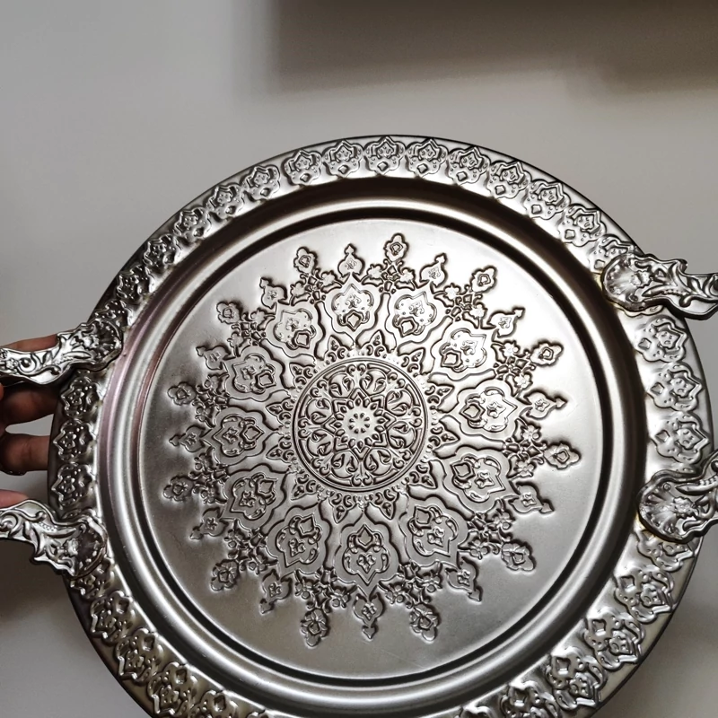 سینی گرد طرح پیوتر رنگ نقره ایی