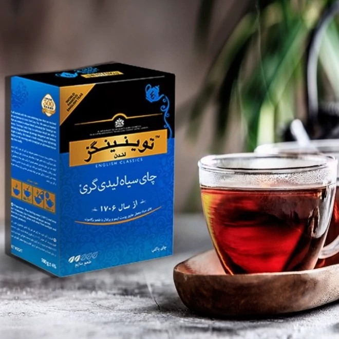 چای سیاه توینکیز لیدی گری آبی وزن 450 گرم اصلی عطری با عصاره برگاموت