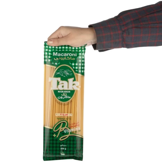 ماکارونی حاوی ویتامین تک ماکارون مقدار500 گرم قطر 1/2