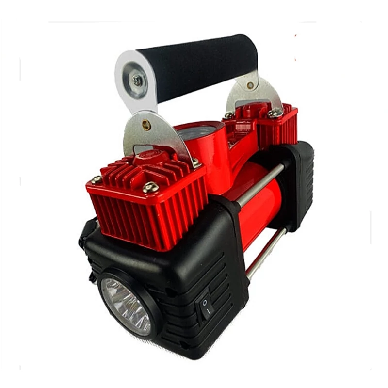کمپرسور باد فندکی خودرو  دو سیلندر قوی با چراغ قوهcompressor کیفیت عالی همراه با وسیله