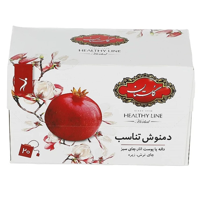 دمنوش کیسه ای مخلوط گیاهی گلستان با طعم انار بسته 20 عددی